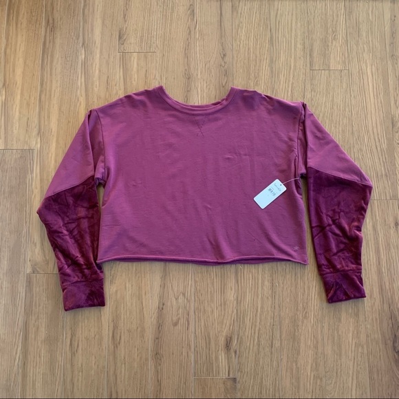 Splendid maroon velvet cropped sweatshirt - Picture 3 of 11